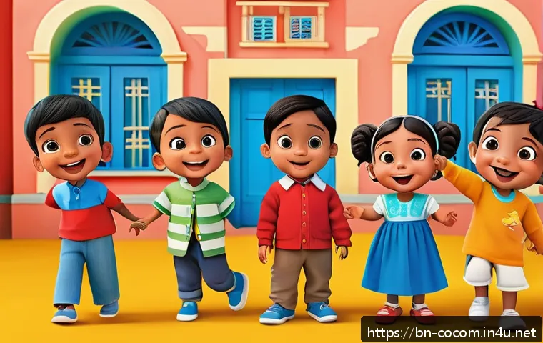 코코멜론 유튜브 채널 구독자 분석 - A vibrant and colorful animation scene designed for Bengali-speaking young children, featuring simpl...